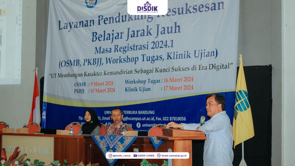 Plt Kepala Dinas Pendidikan Kabupaten Ciamis Bapak Dr. H. Wasdi, M.Si, Menjadi Pembicara (Narasumber) Dalam Acara Orientasi Studi Mahasiswa Baru (OSMB) Universitas Terbuka Bandung Masa 2024 Ganjil Plt Kepala Dinas Pendidikan Kabupaten Ciamis Bapak Dr. H. Wasdi, M.Si, Menjadi Pembicara (Narasumber) Dalam Acara Orientasi Studi Mahasiswa Baru (OSMB) Universitas Terbuka Bandung Masa 2024 Ganjil