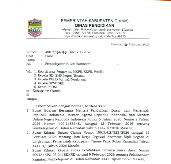 Pembelajaran Bulan Ramadhan, Dinas Pendidikan Kab. Ciamis